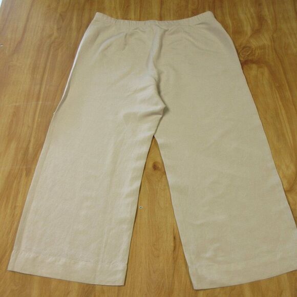 J. JILL Linen Blend Wide Leg Flat Front Crop Ankle Pants Sz L Flax Beige Tan NWT - Picture 11 of 15